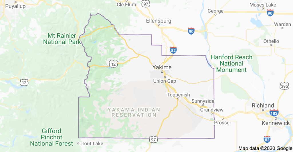 Map of Yakima County